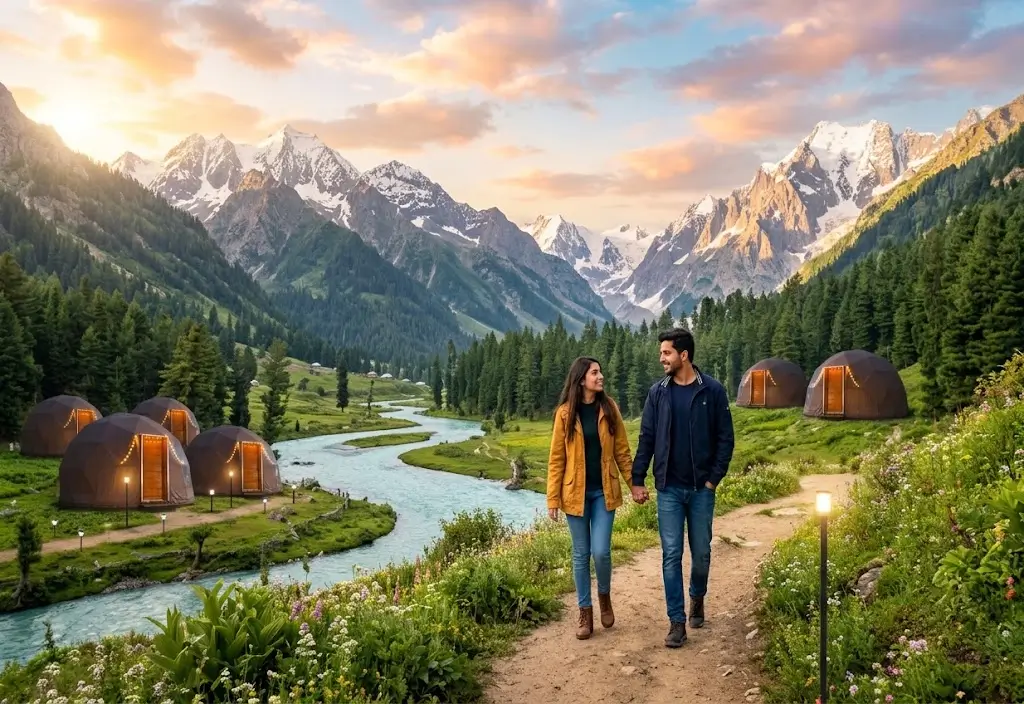 Plan a peaceful Kumrat Valley for Couples escape with riverside moments, forest walks, campfires, and a cozy luxury dome stay in Kumrat.